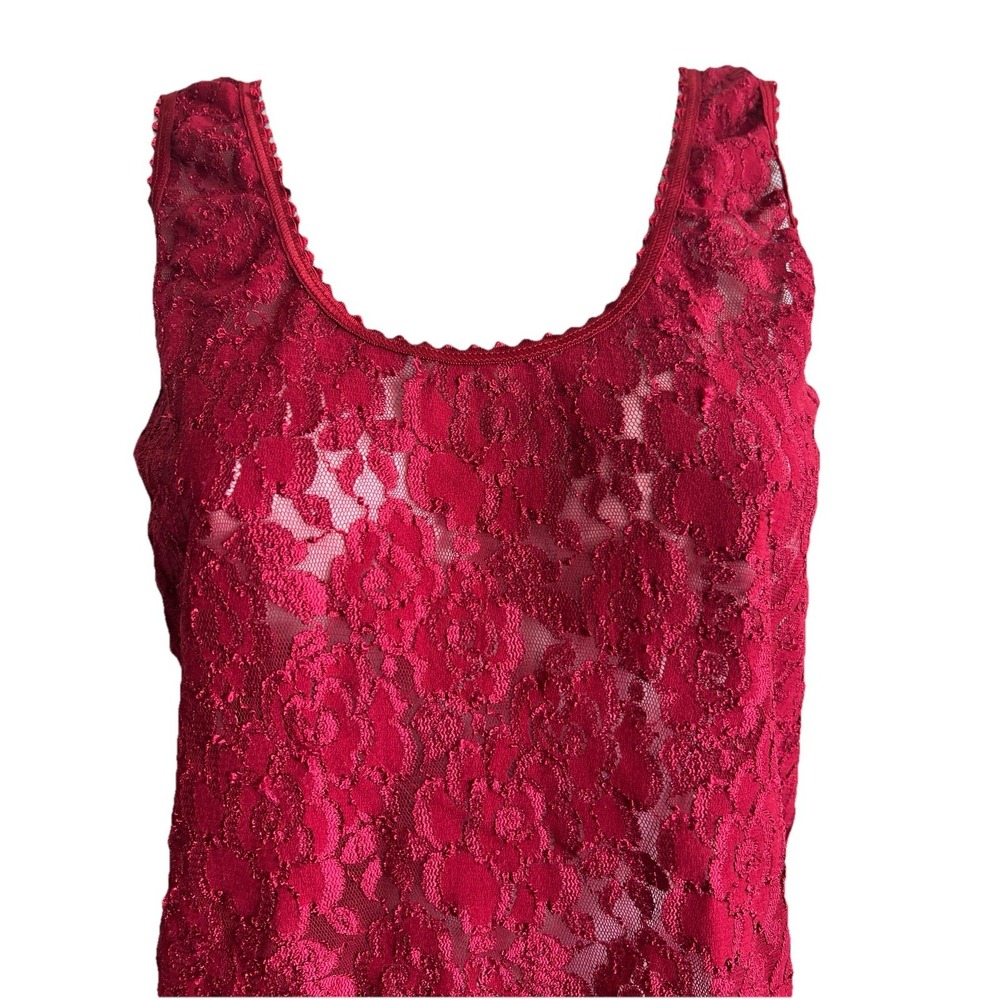 Lace Top Medium Sleeveless Shirt Red Floral Women Clothing - Picture 5 of 5